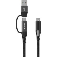 Kabel USB VivoLink USB-A + USB-C - USB-C 1.5 m Czarny (PROUSBCMM1.5ADP)