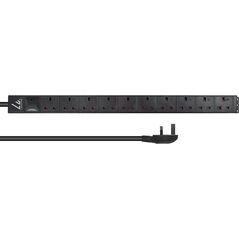 Kabel zasilający Lanview Lanview LVR-3MUK-SPD-UK10 rozdzielacz zasilania PDU 8 x gniazdo sieciowe 1.4U Czarny