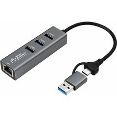 HUB USB MicroConnect Microconnect USBHUB-RJ45-2IN1 huby i koncentratory USB 3.2 Gen 1 (3.1 Gen 1) Type-A 5000 Mbit/s Czarny