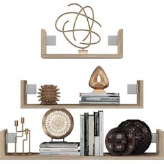 Topeshop Komplet 3x półki wiszące, ścienne, Mobi 3P, dąb sonoma, mat