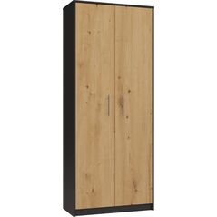 Topeshop Regał biurowy, szafa, 74x35x180 cm, antracyt, dąb artisan