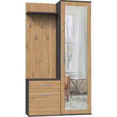 Topeshop Garderoba, szafa, lustro, duo, 100x35x180 cm, antracyt, dąb artisan, mat