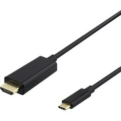 Kabel Deltaco USB-C - HDMI cable DELTACO 4K UHD, auksinis plated, 1m, juodas / USBC-HDMI1010-K / R00140019