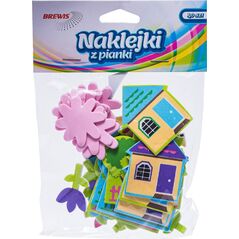 BREWIS Naklejki z pianki kwiatki i domki 40szt