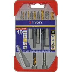 Tivoly Nulūžusių varžtų ištraukiklių rinkinys 10vnt. (M3-M18 varžtams) HSS TiN, Tivoly