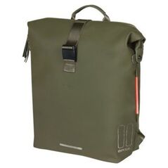 Basil Plecak/Sakwa rowerowa BASIL SOHO BACKPACK NORDLICHT17L, mocowanie na haki Hook-On System, wodoodporny poliester, oświetlenie, moss green (NEW 2024)