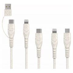 Kabel USB BIOnd USB-A + USB-C - USB-C + microUSB + 2x Lightning 1.2 m Biały (BIO-51-UNI)