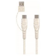 Kabel USB BIOnd USB-A + USB-C - USB-C 1.2 m Beżowy (BIO-CT-TC)