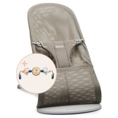 BabyBjorn BABYBJORN gultukas BLISS Mesh, pilkas/beige + žaislas, 606102
