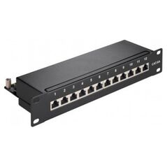 Goobay CAT 6a panel krosowy 10-calowy (25,4 cm), 12 portów - Wersja kolorystyczna Czarny