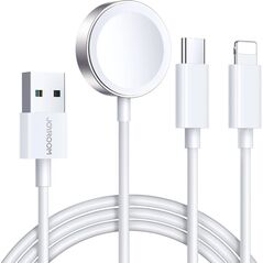 Joyroom Kabel 3w1 Joyroom S-IW008 USB-A / ładowarka magnetyczna, USB-C, Lightning 1.2m biały