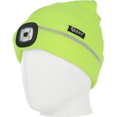 Geko Czapka zimowa z odblaskiem akumulatorowa z lampką LED (żółta) (100)