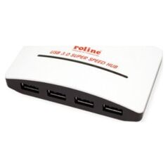 HUB USB Roline Koncentrator ROLINE USB 3.2 Gen 1, czarno-biały, 4 porty, z zasilaczem