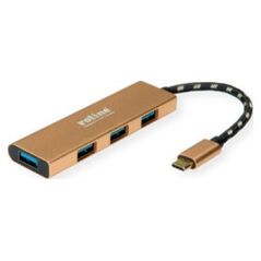 HUB USB Roline Koncentrator ROLINE GOLD USB 3.2 Gen 1, 4 porty, kabel połączeniowy typu C