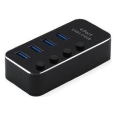 HUB USB Roline Koncentrator USB 3.2 Gen 1 do notebooków ROLINE, 4 porty, indywidualnie przełączane, czarny