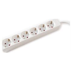 Kabel zasilający Value VALUE Gniazdo 6-drożne bez przełącznika, białe, 3 m