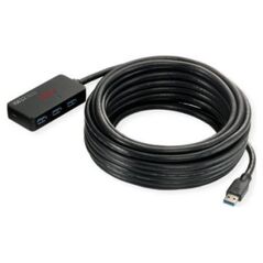 HUB USB Roline ROLINE 4-portowy koncentrator USB 3.2 Gen 1 z repeaterem, czarny, 10 m