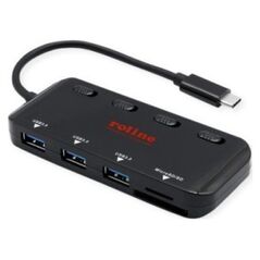 HUB USB Roline Koncentrator ROLINE USB 3.2 Gen 1, potrójny, kabel połączeniowy typu C