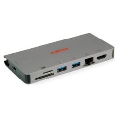 HUB USB Roline Stacja dokująca ROLINE USB typu C, HDMI 4K, VGA, 2x USB 3.2 Gen 1, LAN, PD, kaartlezer