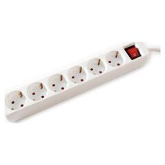Kabel zasilający Value VALUE 6-drożna listwa zasilająca z wyłącznikiem, biała, 6 m