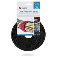 Velcro Taśma do wiązania VELCRO One Wrap 20 mm x 200 mm, 100 sztuk, trudnopalna, czarna