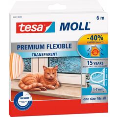 Tesa TESA 05417-200. Produktfarbe: Transparent, Material: Silikon, Haltbarkeitsdauer (max.): 15 Jahr(e). Länge: 6 m, Spaltdichtung (min.): 7 mm, Spaltdichtung (max.): 9 mm (05417-00200-00)