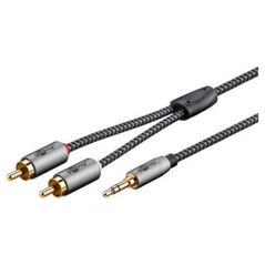 Kabel Goobay Kabel przejściowy audio AUX, jack 3,5 mm na wtyczkę stereo RCA, 0,5 m, Sharkskin Grey - Długość kabla 0.5 m