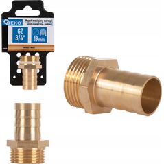 Geko Nypel mosiężny na wąż 19mm – gwint zewnętrzny 3/4" – na klucz (250)