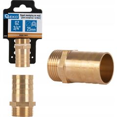 Geko Nypel mosięzny na wąż 25mm – gwint zewnętrzny 3/4" – na klucz (250)