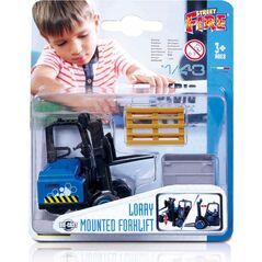 Bburago BBURAGO 1:43 lorry mounted forklift, with 1 pallet, 1 basket, 18-31479