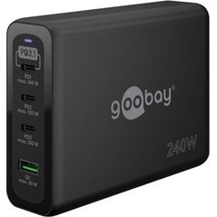 Ładowarka Goobay Wieloportowa szybka ładowarka USB-C PD GaN (240 W), czarny - Wersja kolorystyczna czarny