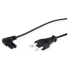 Kabel zasilający Value Kabel zasilający VALUE Euro z płaską wtyczką kątową do C7, 2-biegunowy, czarny, 1,8 m