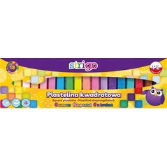 Strigo Plastelina kwadratowa STRIGO, 18 kolorów ( 6 neonowych, 6 pastelowych, 6 brokatowych)