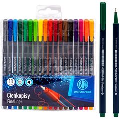 Astra Cienkopisy trójkątne kolorowe fineliner do rysowania 0,4mm 18szt ASTRA