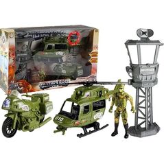 LeanToys Zestaw Militarny Helikopter Wojskowy Wóz Bojowy Wieża Kontrolna Żołnierz