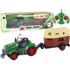 LeanToys Traktor RC Ciągnik Zdalnie Sterowany Maszyna Rolnicza Przyczepa Pilot 1:24