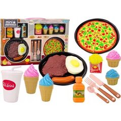 LeanToys Zestaw Produktów Spożywczych Pizza Frytki Lody Sztućce
