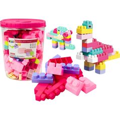 LeanToys Klocki W Wiaderku Edukacyjne Duże Budowlane Zestaw Różowe 160 ele.