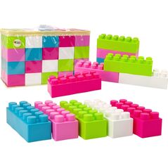 LeanToys Duże Klocki Konstrukcyjne Podłużne W Torbie Naklejki Kolorowe 20 El