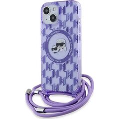 Karl Lagerfeld Karl Lagerfeld KLHMP15SHCKCKLCU iPhone 15 / 14 / 13 6.1" fioletowy/purple hardcase IML Crossbody Monogram Karl & Choupette Head MagSafe