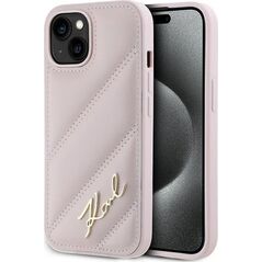 Karl Lagerfeld Karl Lagerfeld KLHCP14SPQDSMGP iPhone 14 / 15 / 13 6.1" różowy/pink hardcase Diagonal Quilted Script