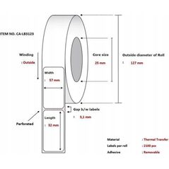 Capture Label 57 x 32 mm. Core 25,