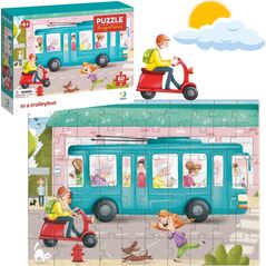 Dodo PUZZLE TRANSPORT "TROLEJBUS" UKŁADANKA 60 ELEMENTÓW DLA NAJMŁODSZYCH