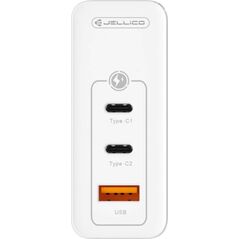Ładowarka Jellico Ładowarka Sieciowa GaN 100W 1x QC3.0 USB + 2x PD USB-C Jellico C118 biała