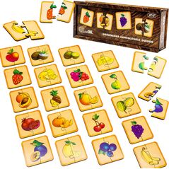 PuzzleOK Drewniana Łamigłówka Owoce Łączenie Połówek Zestaw Puzzle Układanka