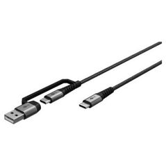 Kabel USB Goobay USB-A + USB-C - USB-C 3 m Szary