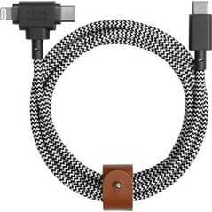 Kabel USB Native Union USB-C - USB-C + Lightning 1.5 m Czarno-biały (BELT-CCL-ZEB-NP)
