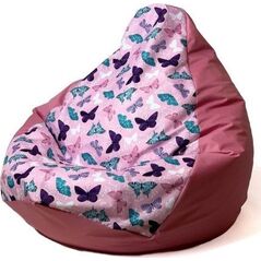 Go Gift Pufa worek sako GRUSZA DRUK ciemny róż-motyle XXL 140x100