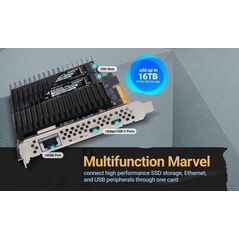 Sonnet McFiver PCIe Card - Multifunction Adapter Card with Dual M.2 NVMe SSD Slots, 10Gb�Ethernet and Two 10Gbps USB-C�Ports