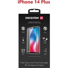 Swissten Ultra Durable 3D Full Glue Glass Apple iPhone 14 Plus - Black